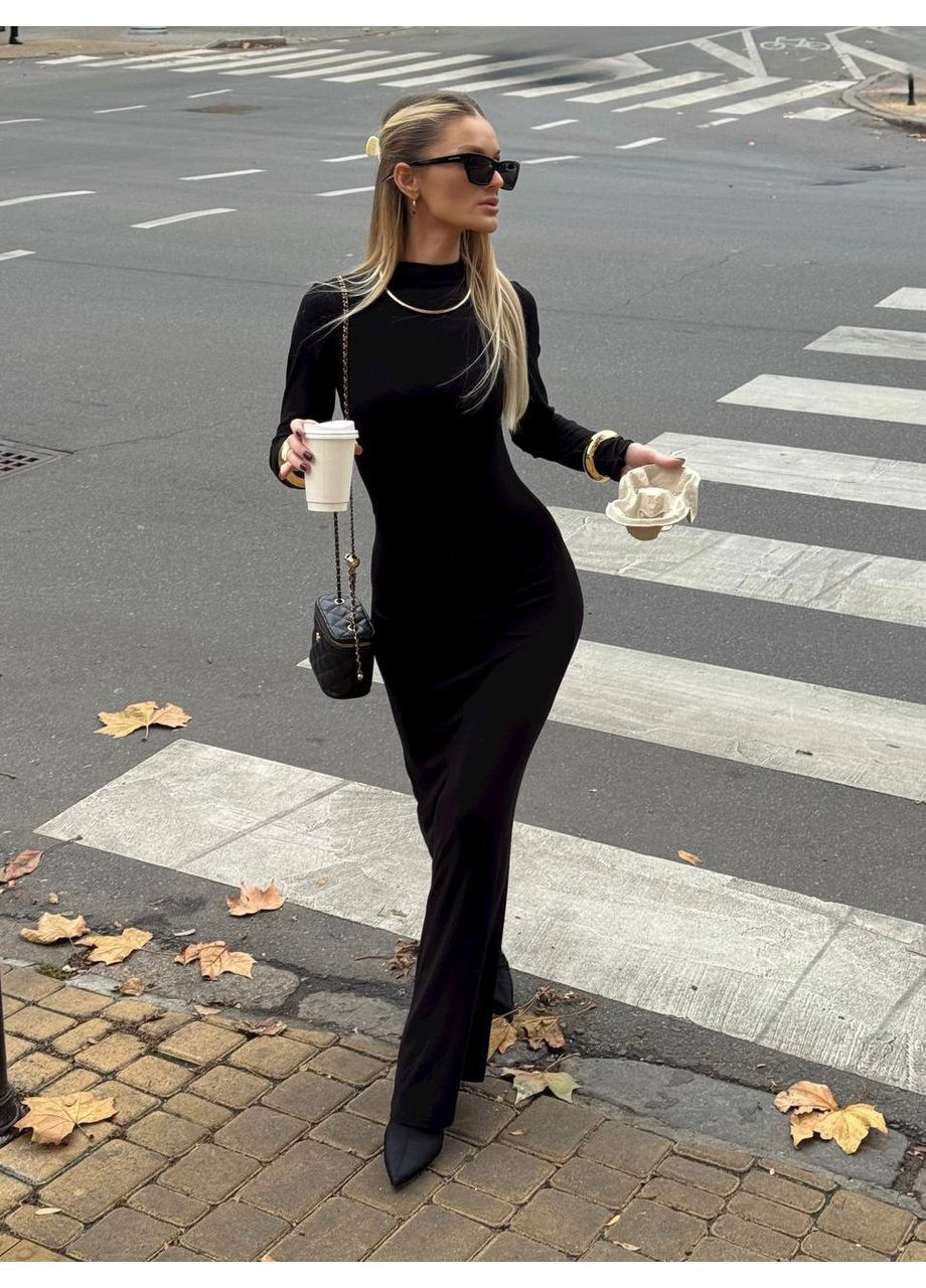 Черное повседневный платье женское KaraMix однотонное