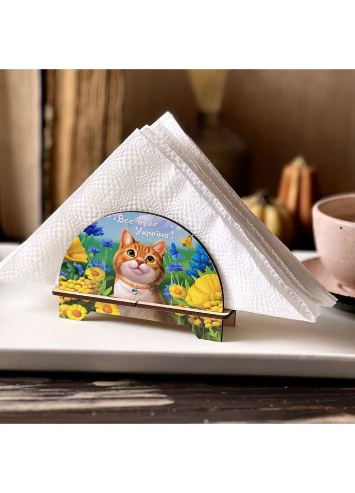 Дерев'яна серветниця «Рудий котик» декоративна Ubumblebees (365640890)