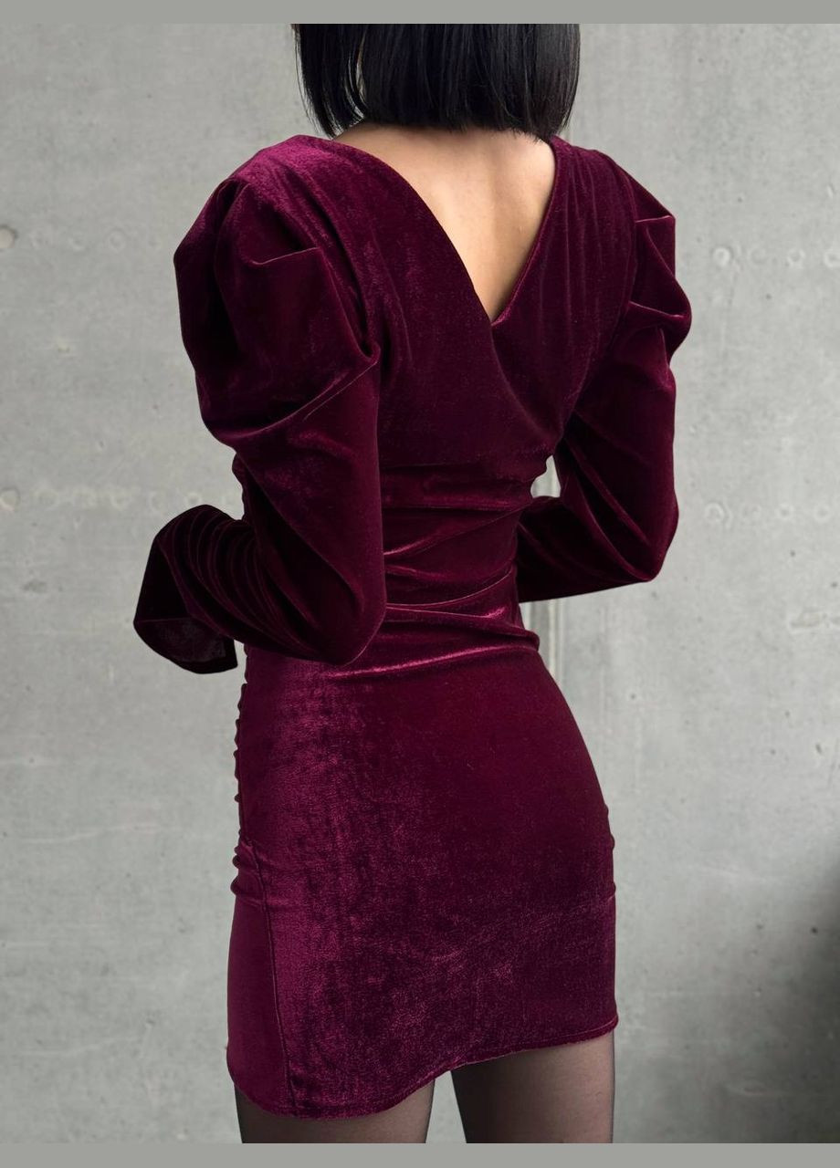 Бордовое праздничный, коктейльное, деловое, откровенный, повседневный, кэжуал, джинсовое, вечернее платье женское No Brand однотонное