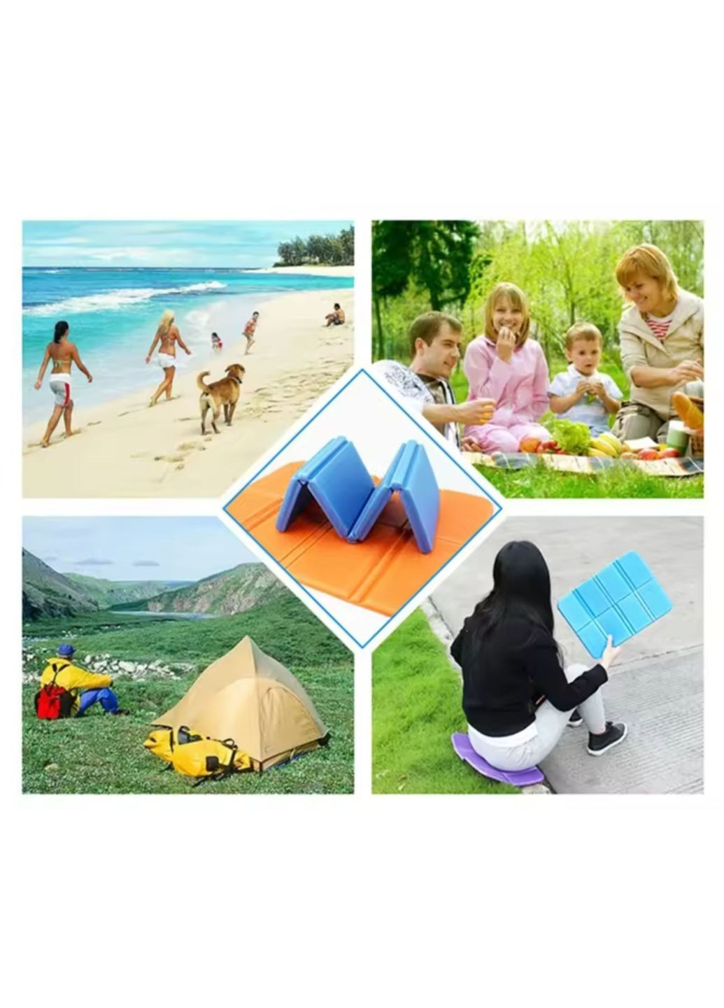 Міні каремат. Складаний антивологий килимок для сидіння, для пляжу,пікніку,відпочинку. СИНІЙ No Brand (340916698)