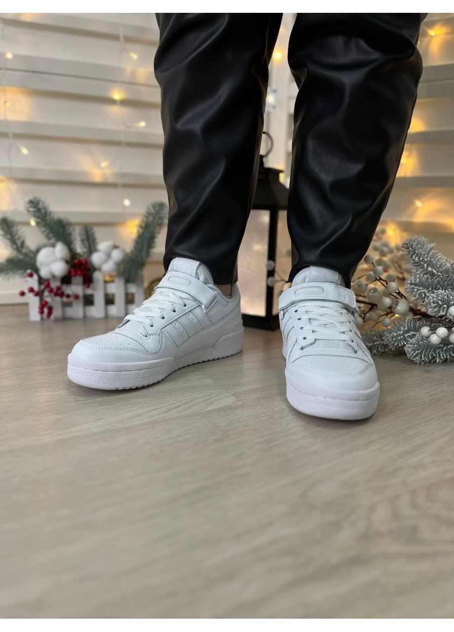 Белые демисезонные кроссовки мужские adidas forum full white адидас форум No Brand