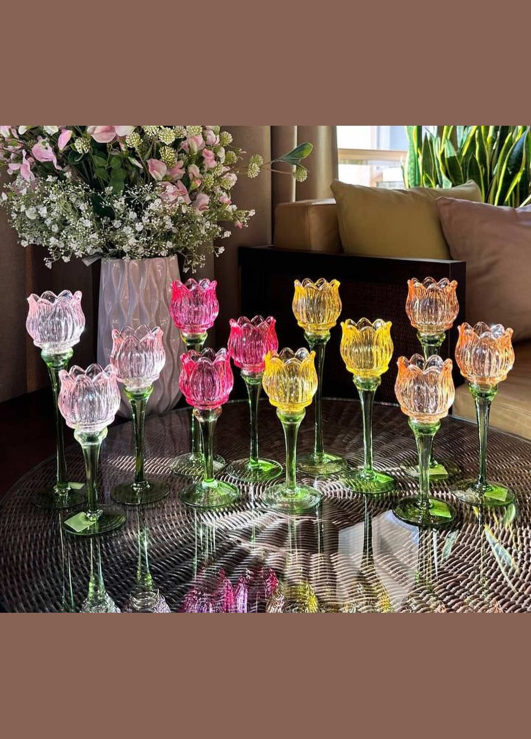 Подсвечник стеклянный Тюльпан, 19см No Brand (318561756)