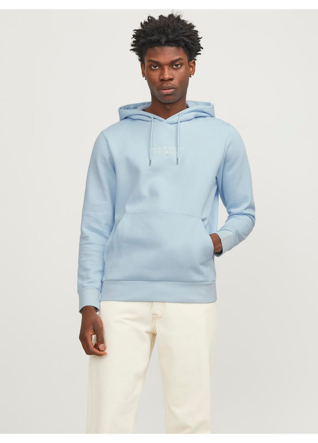 Худи флис,светло-голубой с принтом,JACK&JONES Jack & Jones (368158334)