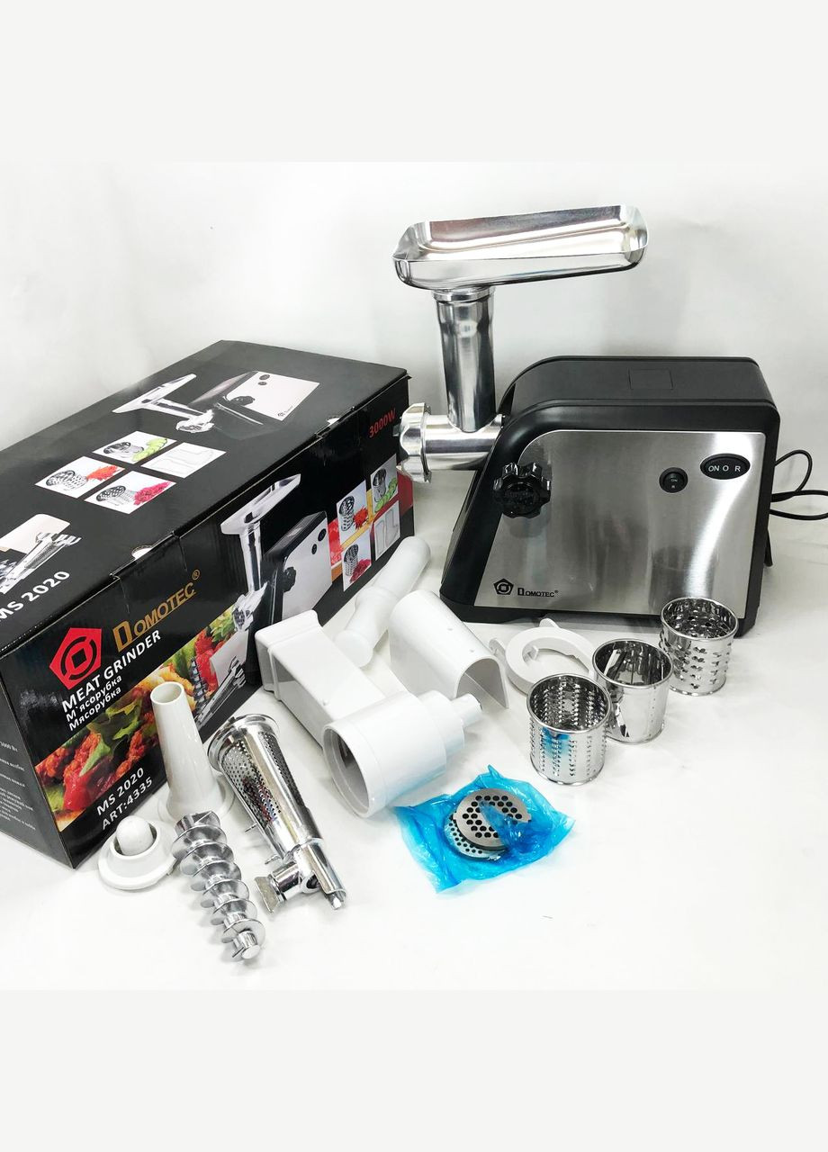 Електрична м'ясорубка MS-2020 з насадкою для томатів та терками 2600 W Domotec (364664570)