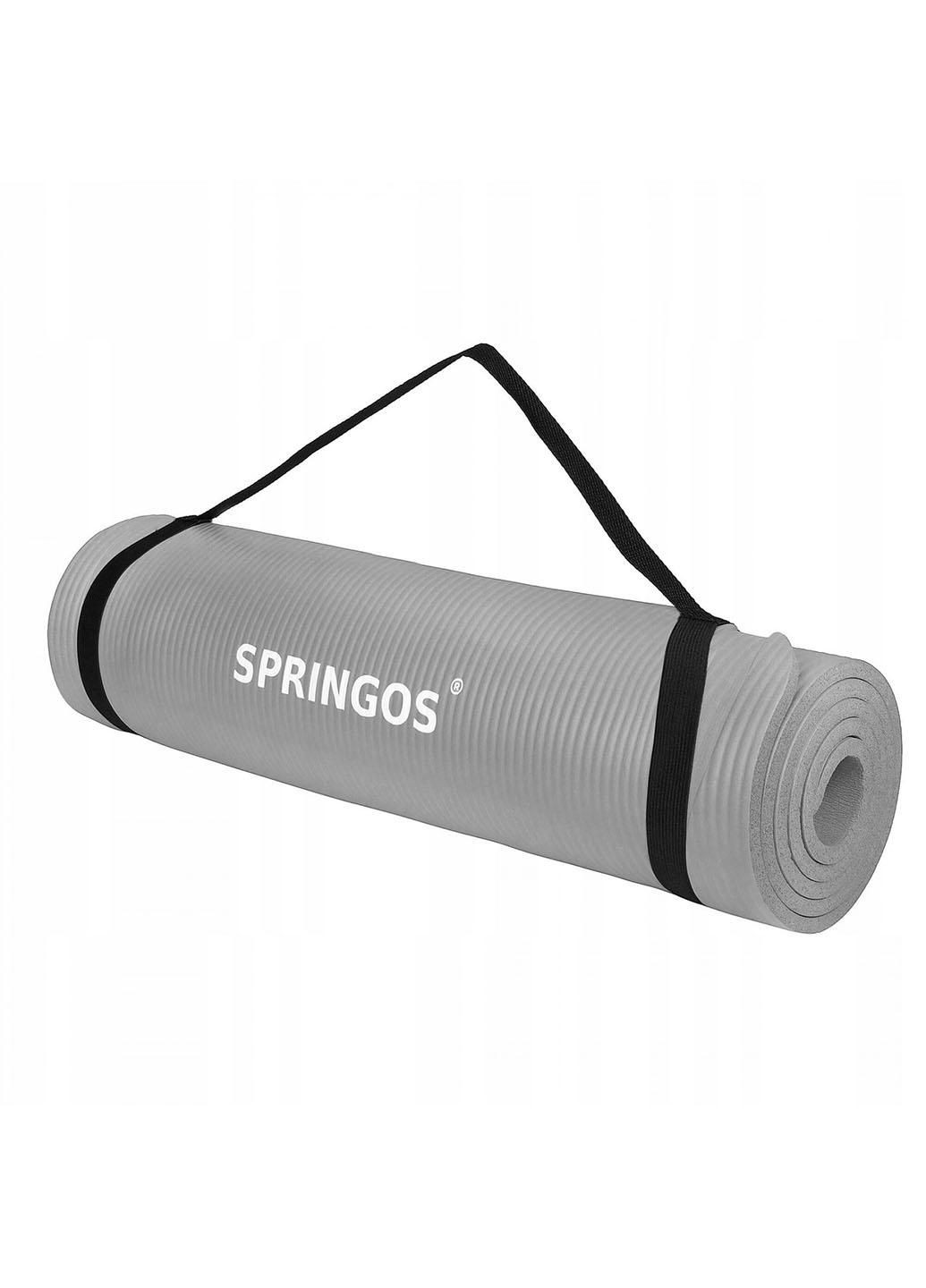 Коврик (мат) для йоги та фітнесу NBR 1 см YG0032 Grey Springos (280911292)
