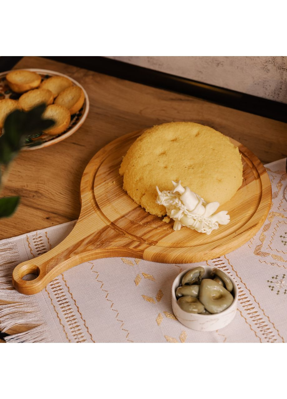 Деревянная доска из ясеня круглая для кухни нарезки мяса овощей фруктов ProDobro (364190119)