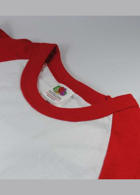 Комбинированная футболка мужская valueweight baseball белый с алым (0610260wml) с коротким рукавом Fruit of the Loom