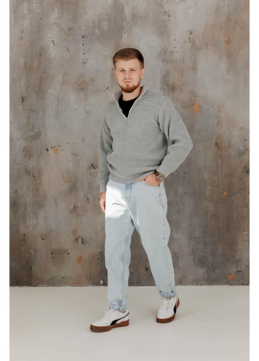 Сірий демісезонний чоловічий светр на блискавці artknit (ak38812p) Art Knit