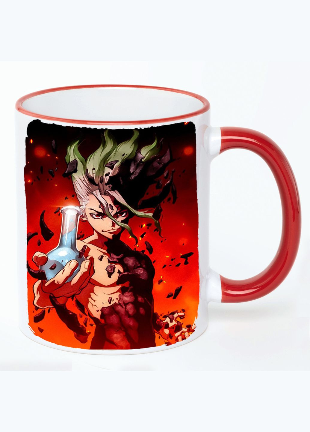 Чашка Доктор Стоун Аніме #003 (кухоль, кухоль) Біла з Червоною ручкою 330 мл No Brand (322712774)