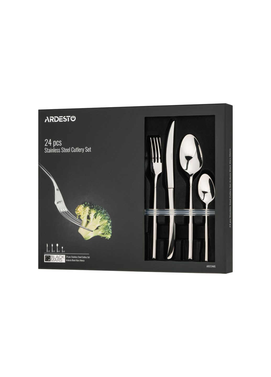 Набір столових приладів BlaСk Mars Monza AR-0724-MS 24 предметів Ardesto (364499814)