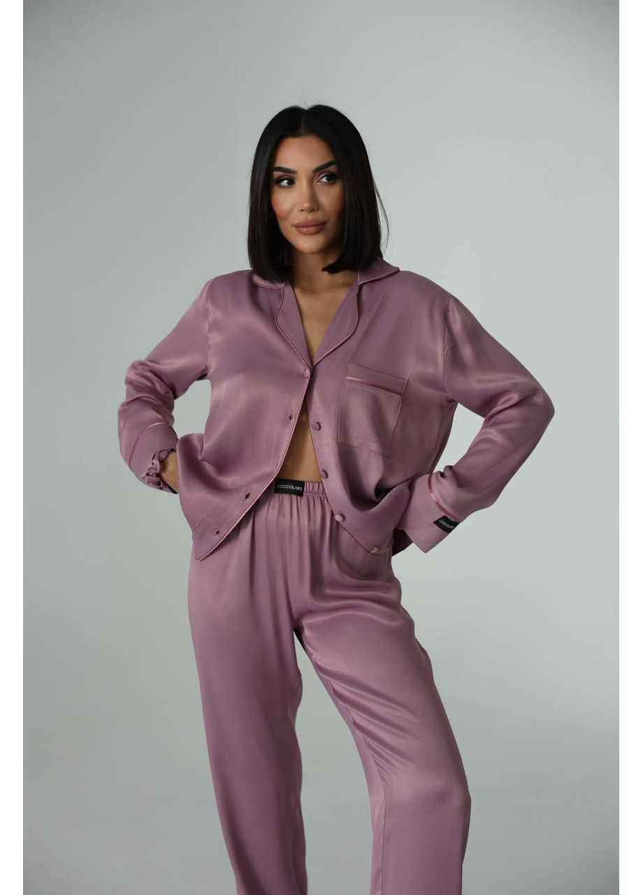 Фіолетова всесезон жіноча піжама | фіолетова преміум сорочка + брюки Vital-Textile 1247