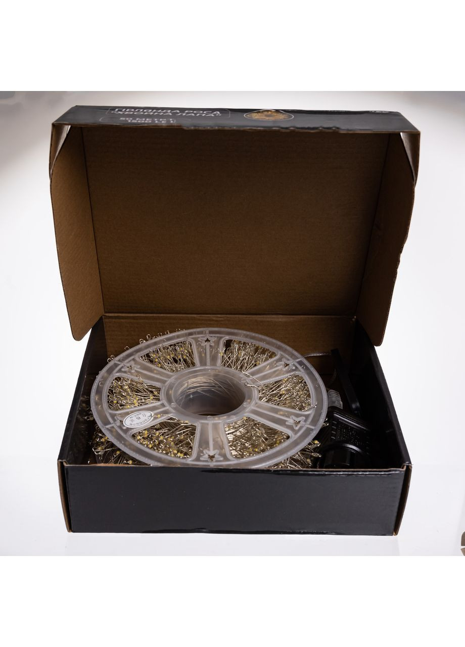 Новорічна гірлянда кімнатна роса Хвойна лапа 50 м 1500 LED білий провід Жовте сяйво D1500L50MWY Garlando (366078103)