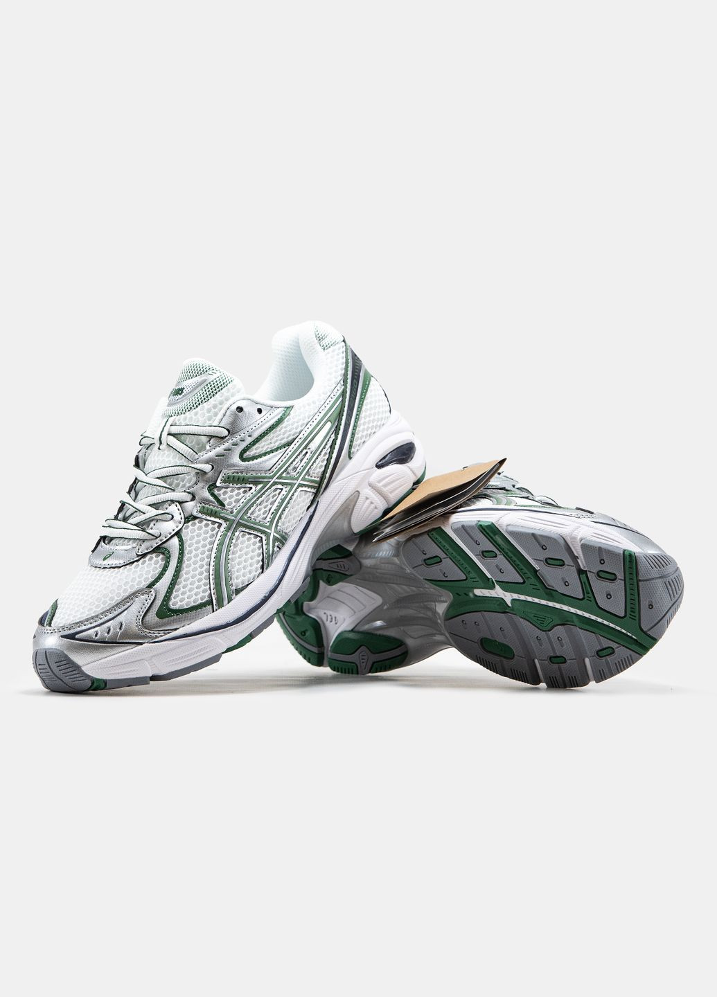 Белые демисезонные кроссовки мужские и женские asics gt-2160 white gray green | асикс gt-2160 белые серые зеленые No Brand