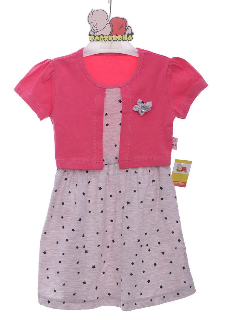 Рожева літнє плаття з коротким рукавом інтерлок зі зірками коралове 86 см (42652) BABYKROHA (323470010)