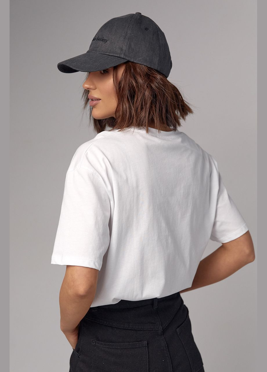 Белая летняя трикотажная футболка с принтом miami beach - серый Lurex