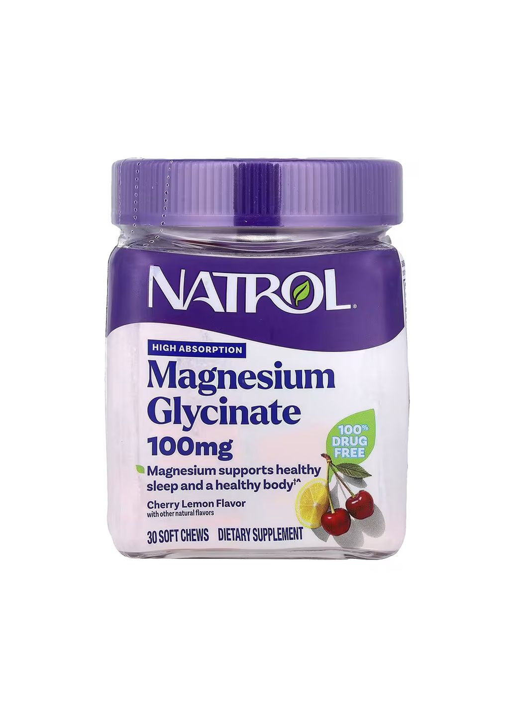 Магний для сна взрослым Глицинат магния 100мг 30 жевательных таблеток без ГМО Natrol (367956284)