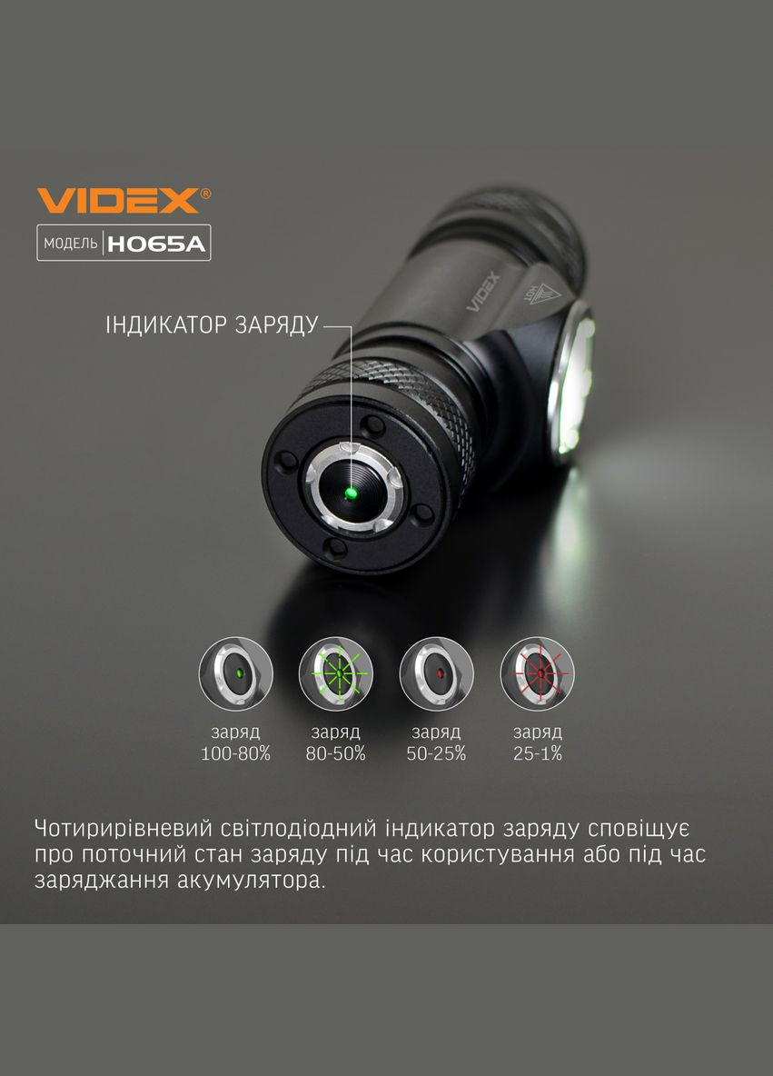 Захищений налобний ліхтар VLF-H065A з магнітом та дальністю світла до 100 м Videx (282312812)