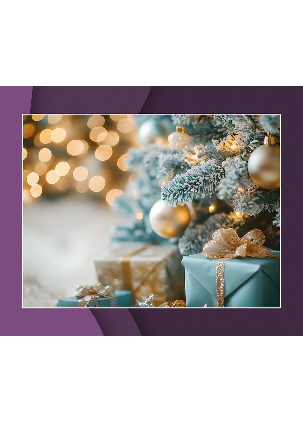 Виниловый фотофон новогодние подарки в сине-золотом стиле, декорированная стена и мраморный пол 60×90 см, №57516 PhotoVinyl (354719621)