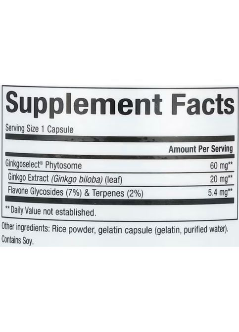 Ginkgo Biloba, Phytosome 60 mg 60 Caps Natural Factors (365958956)