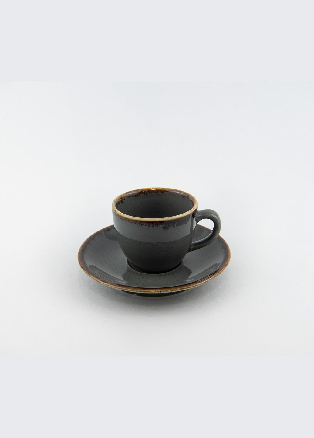 Набір чашка еспресо з блюдцем 12см Seasons Dark Grey 212109 80мл Темно сірий набір для кави Чашка Porland (277949089)