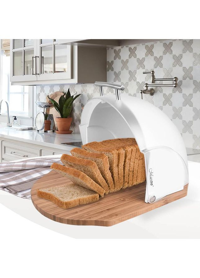 Хлебница MR-1678-WHITE 21.5х37x39.5 см белая Maestro (360651725)
