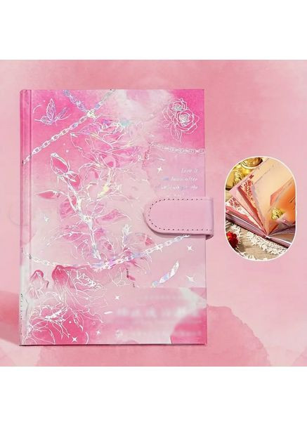 Винтажный блокнот на 160 страниц, на каждой странице особый дизайн, блокнот в розовом цвете. No Brand (370290305)
