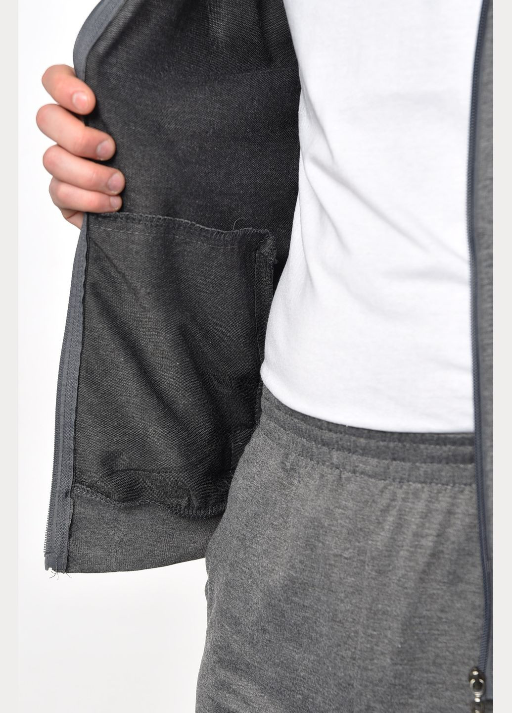 Спортивный костюм мужской серого цвета Let's Shop (293055784)