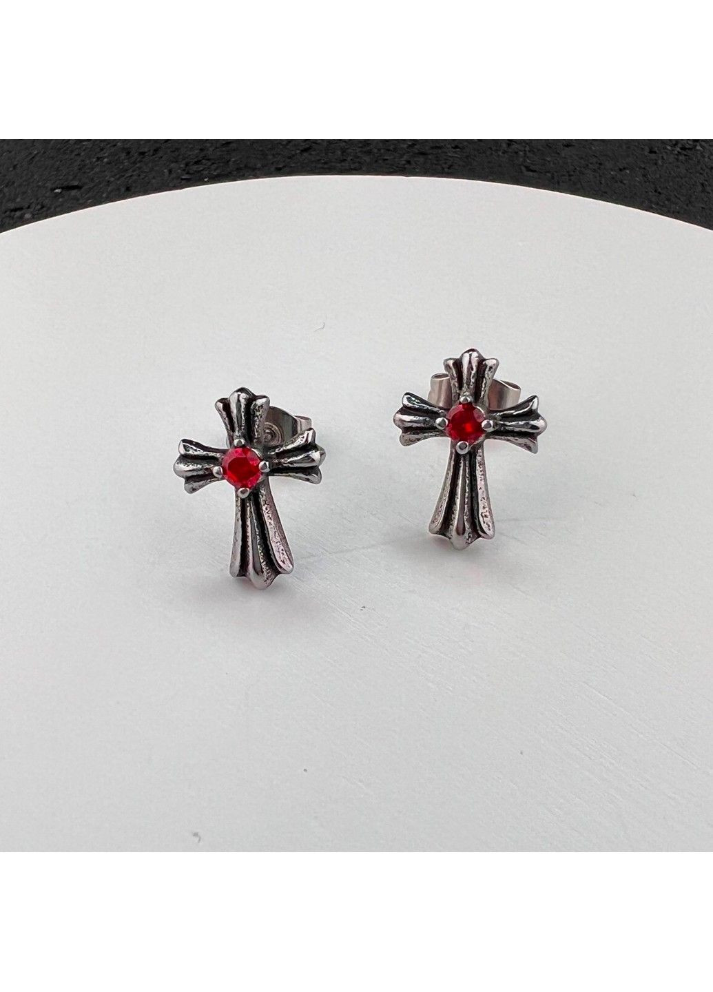 Готичні панк сережки хрестик із медичної сталі ES-037 No Brand (299330444)