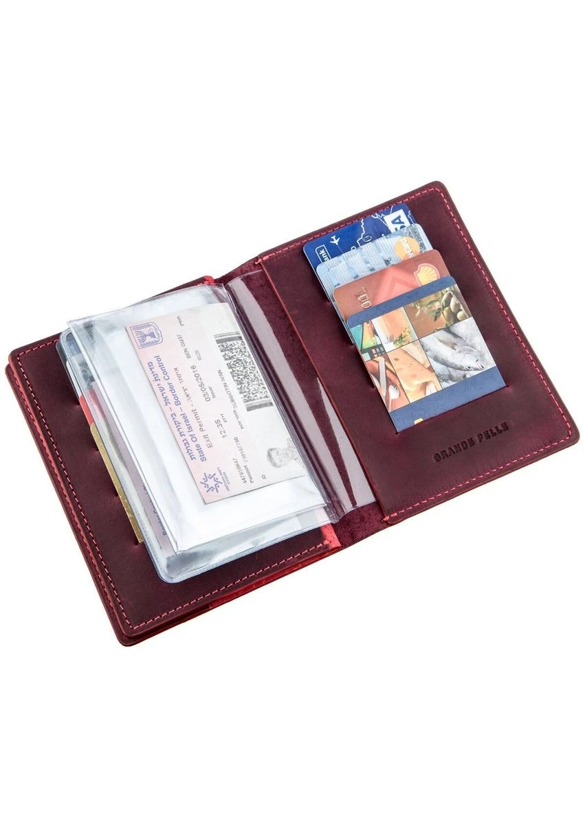 Обкладинка для автодокументів шкіряна 11190 Бордова Grande Pelle (392308785)