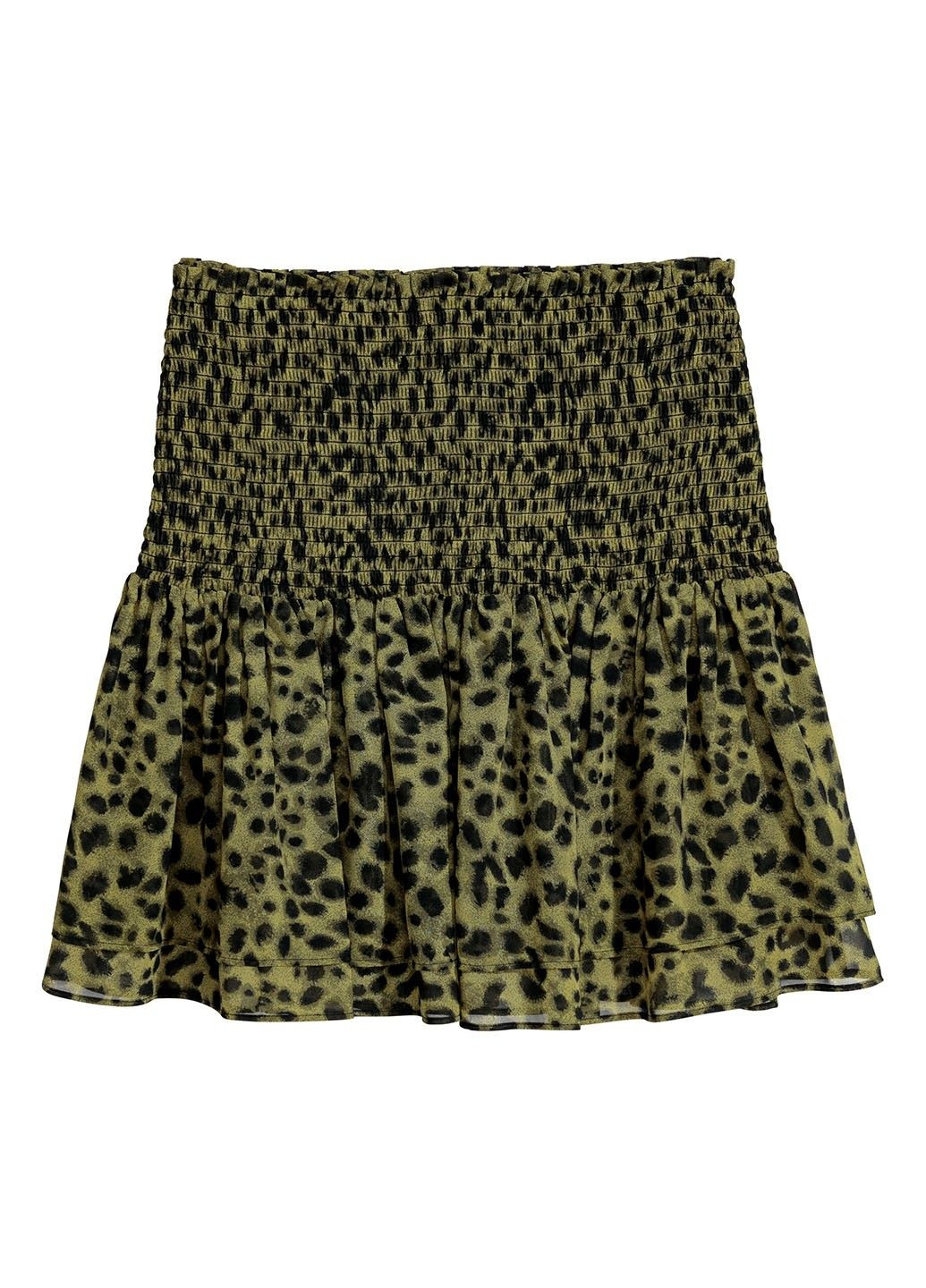 Зеленая леопардовая юбка H&M