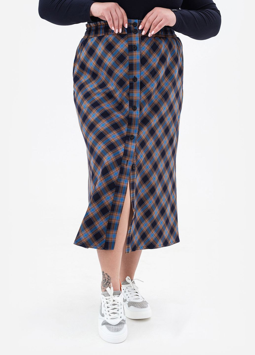 Синяя в клетку юбка birsen Garne