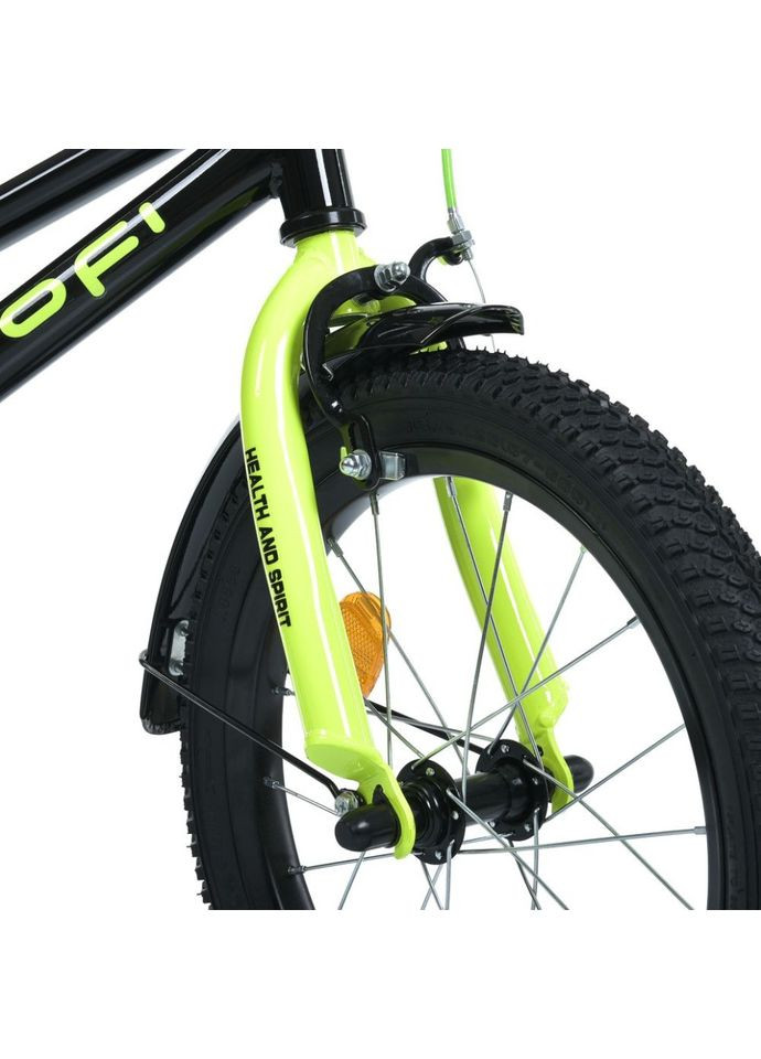 Велосипед детский MB 16015-1 колеса 16 дюймов, черно-зеленый PROF1 (367970865)