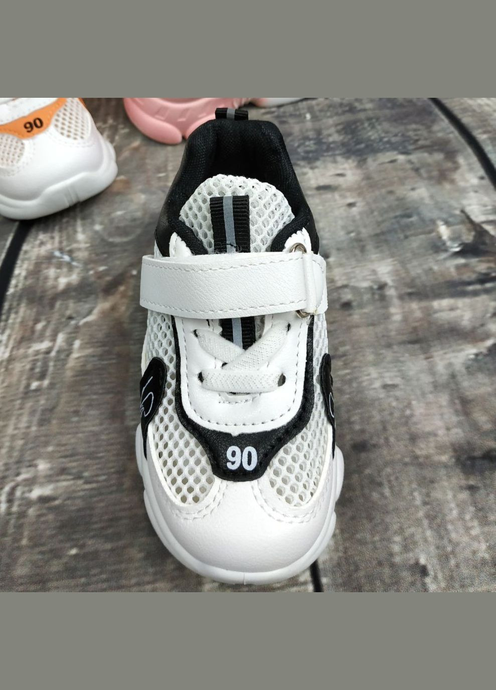 Комбіновані всесезонні кросівки дитячі літні no.1 біло-чорні No Brand