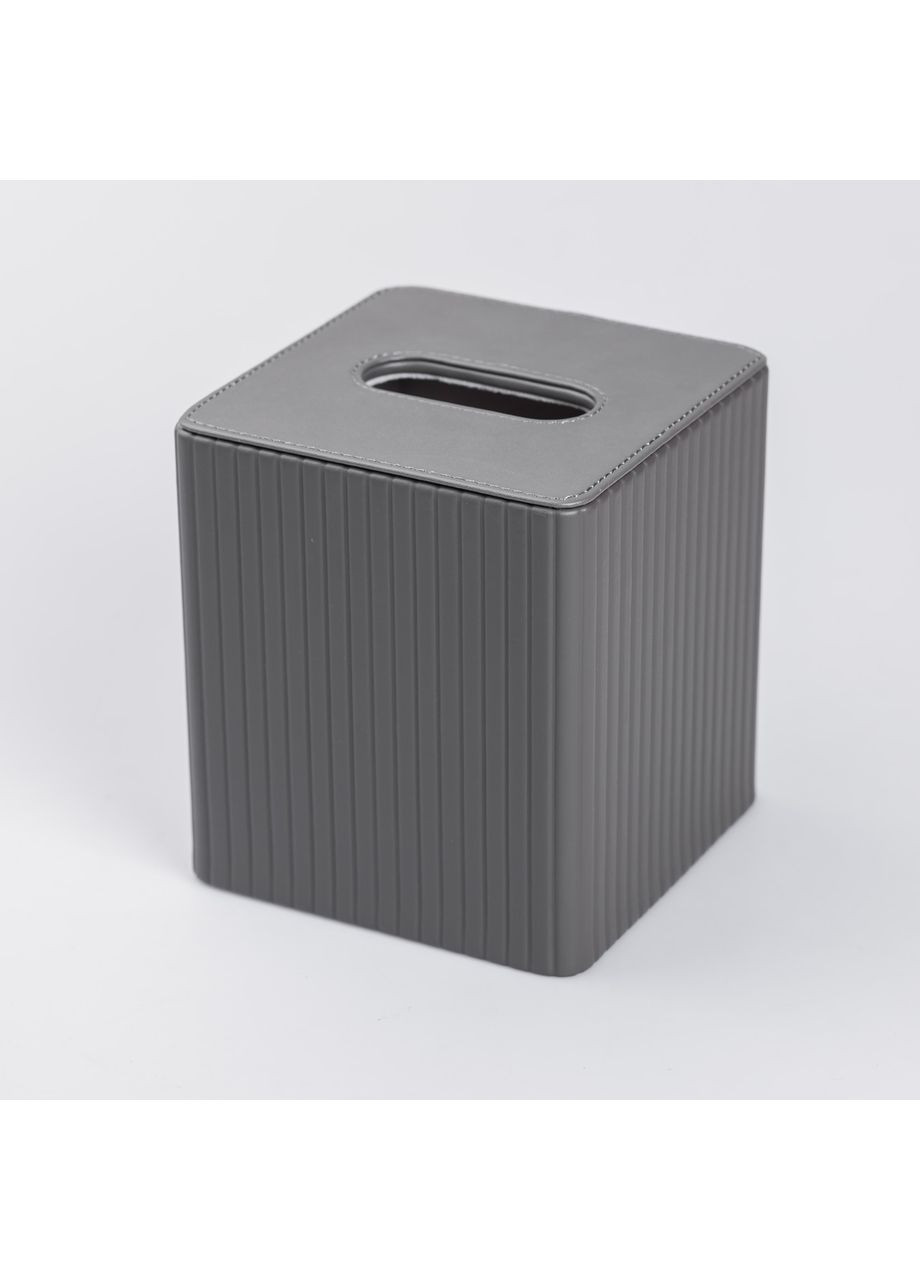 Салфетница из эко кожи квадратная 13х13х14.7 см органайзер для салфеток на стол, Серый Yiwu (360456713)
