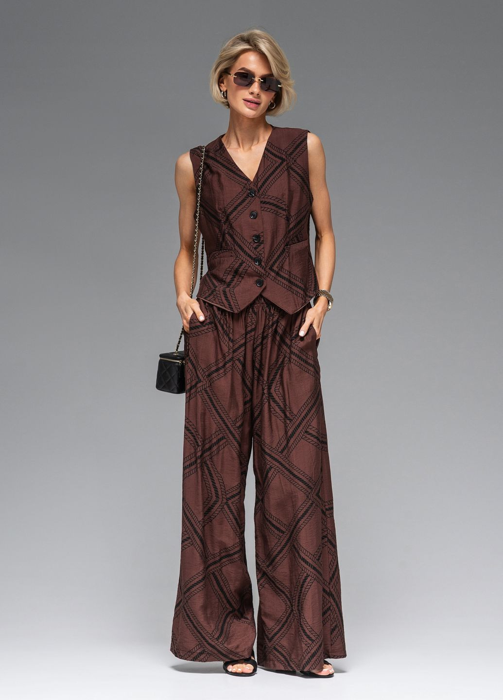 Жіночий костюм із жилетом і широкими штанами Viva 3808 (332620978)