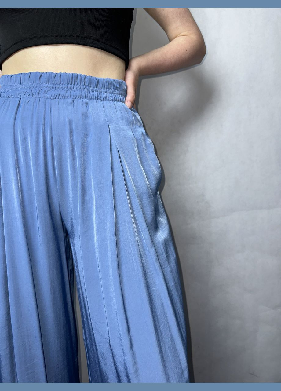 Женские свободные брюки с поясом на резинке серо-голубые MKAZ6446-7 Modna KAZKA (276650356)