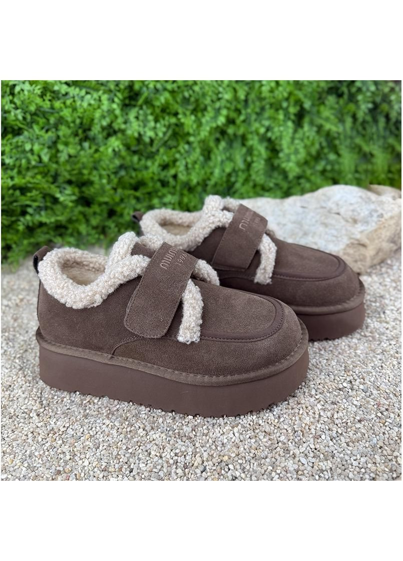 Жiночi уггi замшевi на платформi Е- 0070982-35 Коричневi No Brand (360406306)