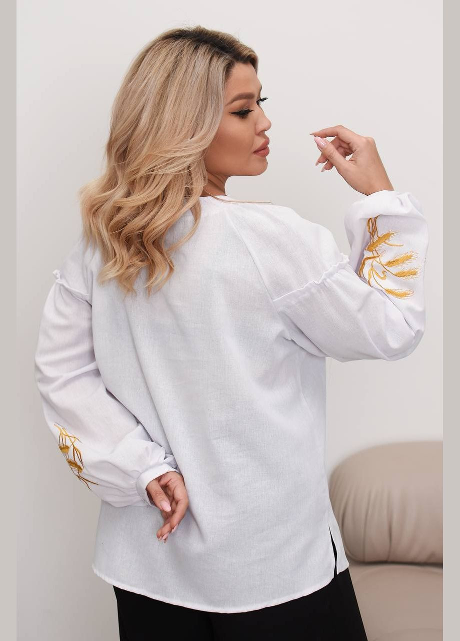 Белая классическая рубашка однотонная Україна с длинным рукавом