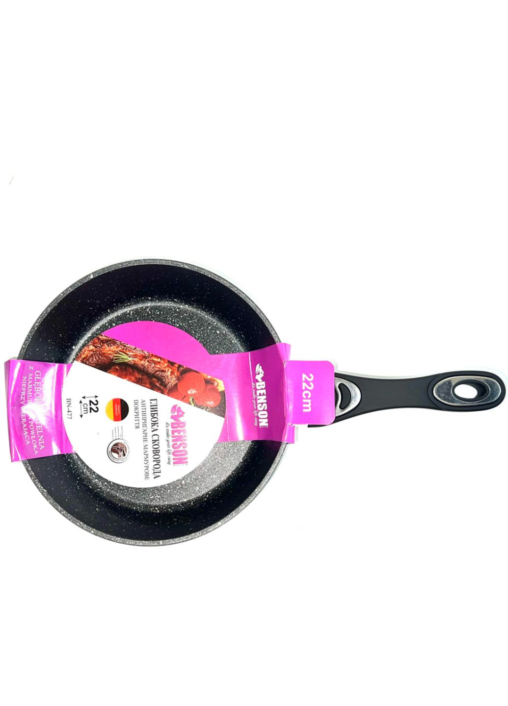 Сковорода глубокая BN-477 мраморное антипригарное покрытие 22см Benson (330258405)