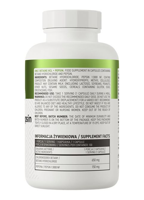 Betaine HCl + Pepsin 100 Caps Ostrovit (315689688)