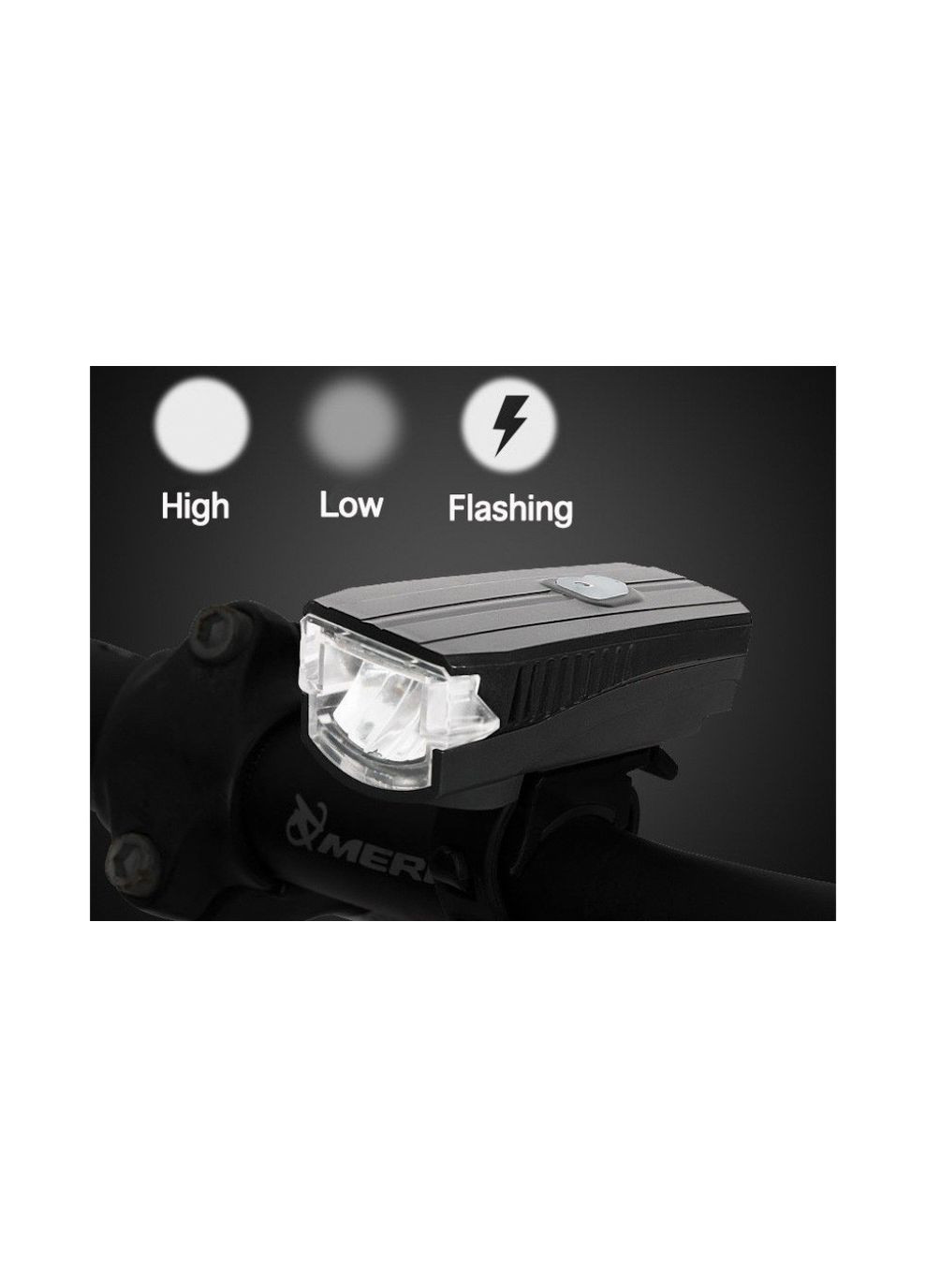 Фонарь передний BC-FL1588 350 лм LED питания Li-on 1200 мАч с эл звонком USB, черный B-Soul (369647920)