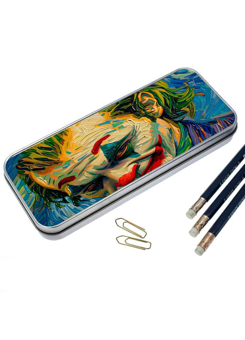 Органайзер для канцелярського приладдя металевий,кейс для дрібниць джокер #01 7*18 см Silver No Brand (309155131)