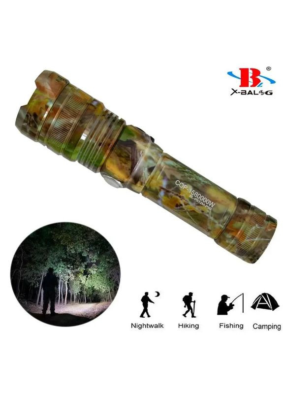 Ручной аккумуляторный фонарик с боковым диодом Power style MX-915M-COB камуфляжный цвет Kronos (369149658)