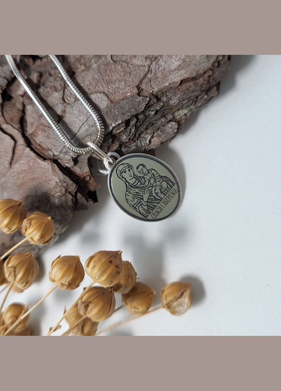 Срібна ікона ладану підвіс Богородиця срібло 925 проби з чорнене 1051 1.35г No Brand (306742797)