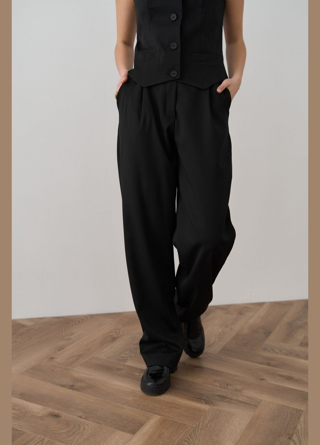 Жіночі штани палаццо колір чорний р.L 451486 New Trend (282928045)