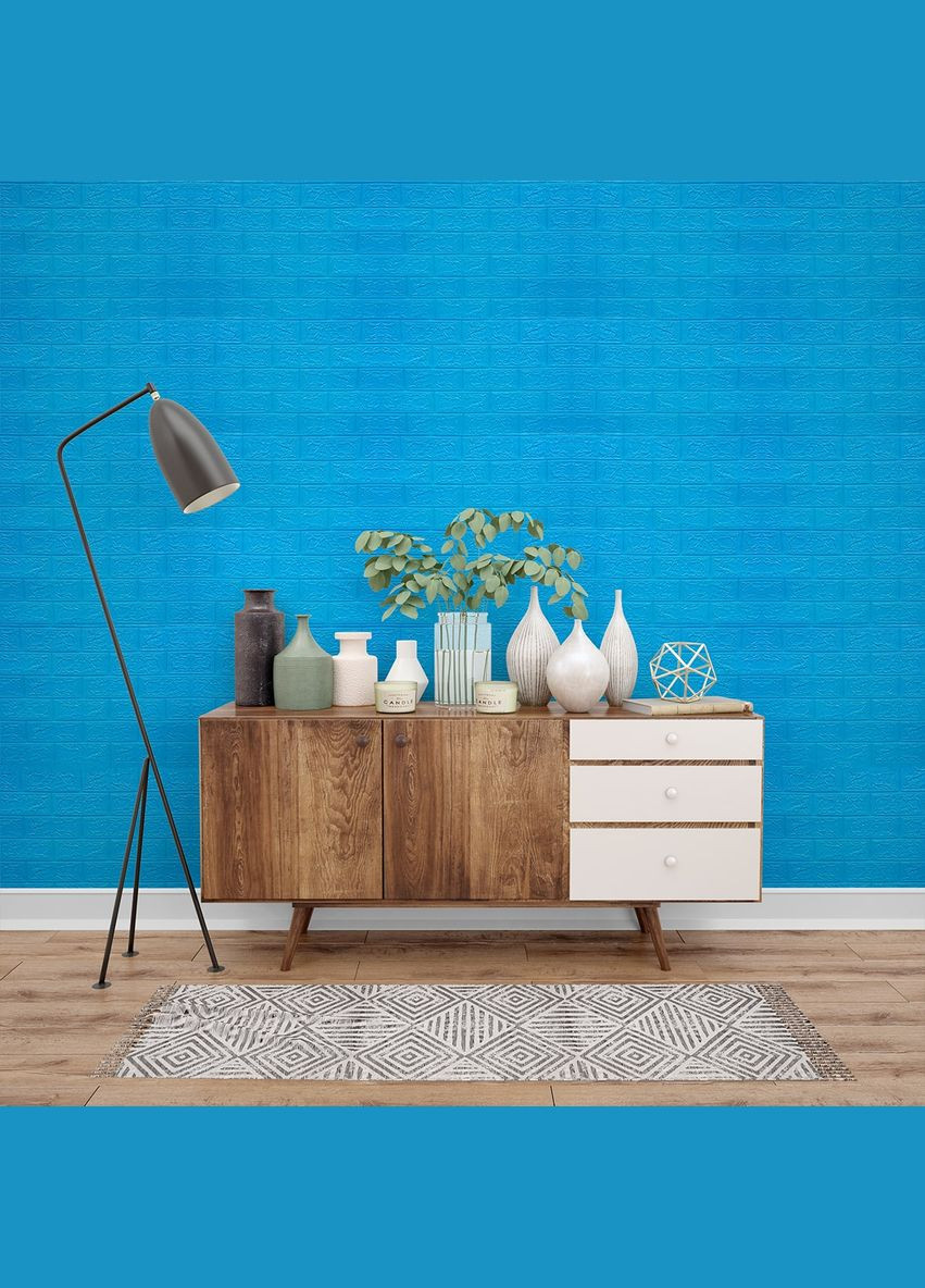 Самоклеющаяся декоративная 3D панель под синий кирпич в рулоне 3080x700x3мм 3D Loft (298400664)