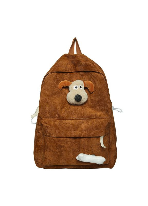 Рюкзак вельветовий з брелком коричневий No Brand (326487572)