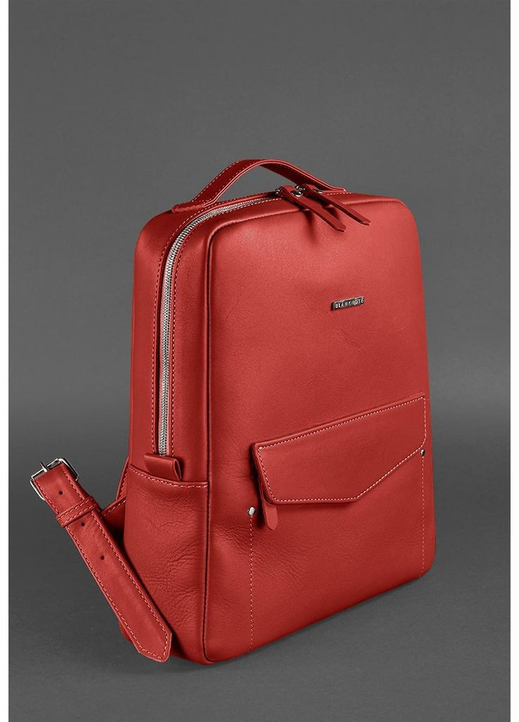 Шкіряний міський жіночий рюкзак на блискавці Cooper червоний BlankNote (348359273)