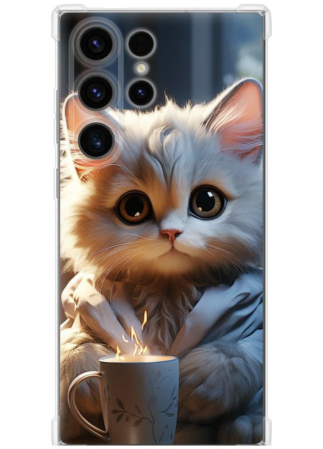 Силіконовий протиударний с посиленими кутами чохол 'Білий кіт' для Endorphone Samsung Galaxy S24 Ultra (314933249)