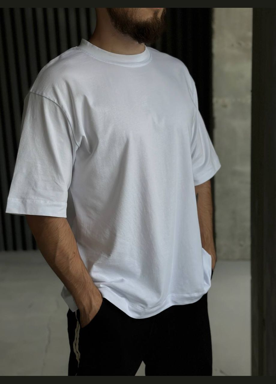 Белая футболка мужская с коротким рукавом No Brand